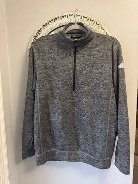 adidas performance issue climawarm Men’s Heather Gray Zip-Up Pullover